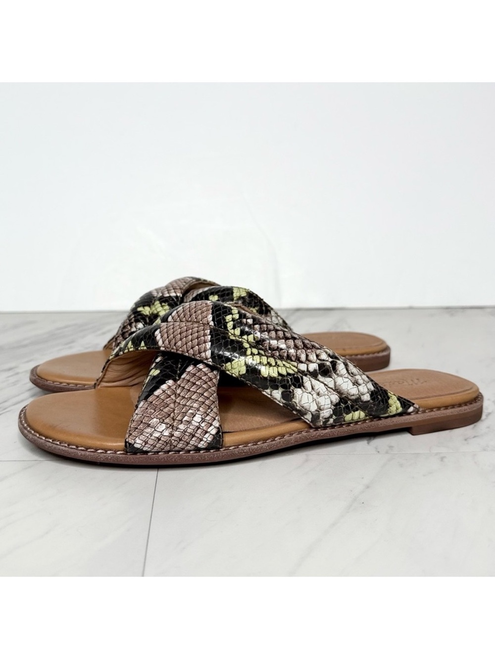 New! Madewell The Skylar Slide Snake Embossed Sandal 6 1/2